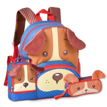 Imagem de Mochila com Lancheira e Estojo Kit Escolar Infantil Meninos-Masculino