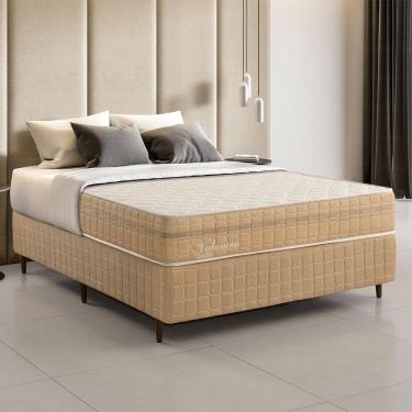 Imagem de Kit Conjunto Colchão Viúva Valência Molas Ensacadas Individualmente + Box Blindado 128x61x188 - Bege
