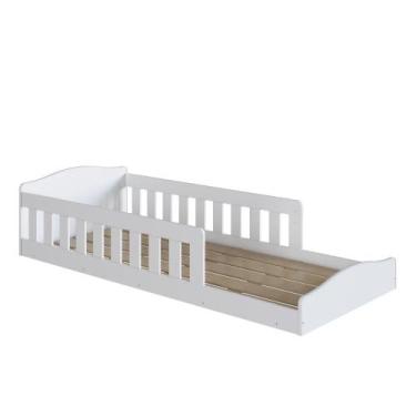 Imagem de Cama Montessoriana Infantil de Chão com Cercado Linha Encanto Branco -