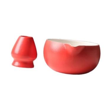 Imagem de IEUDNS Cerimônia tradicional de matcha matcha e cerimônia de chá de batida Ceramony Ceramic Bykis Tea Bow, Vermelho