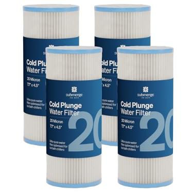 Imagem de Filtro Cold Plunge para refrigerador de banho de gelo 19,6 cm x 11,4 cm (pacote com 4) cartucho de substituição de filtro de água de 20 mícrons compatível com banheira de gelo de 19,6 cm e filtro de