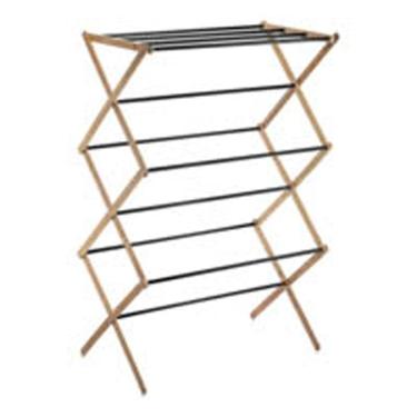 Imagem de Varal Vertical 3 Andares Em Bambu Com Hastes Metálicas Preto