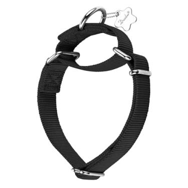 Imagem de Coleira para cachorro Dazzber com coleira de nylon de martingale para cães de serviço pesado para cães de porte médio e grandeDazzber Large, 1 Inch Wide preto D-NY-C-BL-L