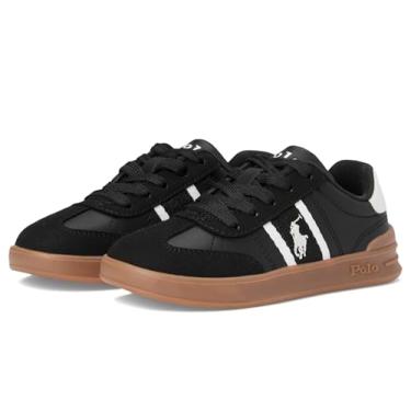 Imagem de POLO RALPH LAUREN Tênis infantil unissex Heritage Court Iii T-Toe (criança pequena), Preto/branco, 15