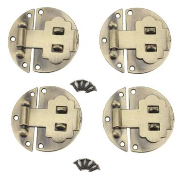 Imagem de Conjunto de Trava Hasp Vintage, Liga de Zinco de Liga Dupla de Falha Circular de Trava Circular Caixa de Jóias de Madeira Decorações de Fivela Antiga Ajustadas para (5,2 cm de