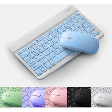 Imagem de Teclado e Mouse Sem Fio Bluetooth, ABNT2, Recarregável, Compatível com Windows, Mac, iOS, Android, Azul