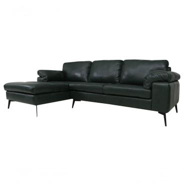 Imagem de Sofá De Couro Asti 3 Lugares Com Chaise Direita Green Bicolor - Mempra Design