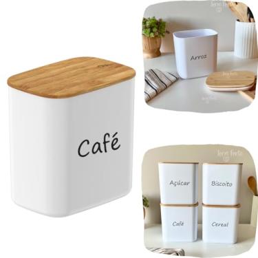 Imagem de Pote Hermético Tampa De Bambu Porta Mantimentos Alimentos Arroz Feijão Açúcar 1,5L (Café)
