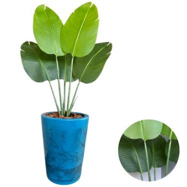 Imagem de Bananeira Artificial Toque Real Vaso Marmorizado Completo - PlantaImpo