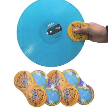 Imagem de MayRecords Luva de limpeza de discos de vinil - 4 peças limpador e protetor de discos de vinil material de microfibra macia antiestática acessórios para toca-discos de mordomo (laranja e azul)