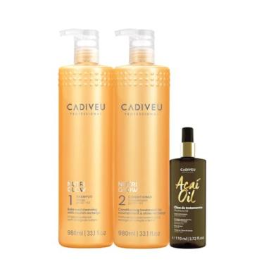 Imagem de Kit Cadiveu Professional Nutri Glow Shampoo Condicionador G e Açai Oil 110 (3 produtos)