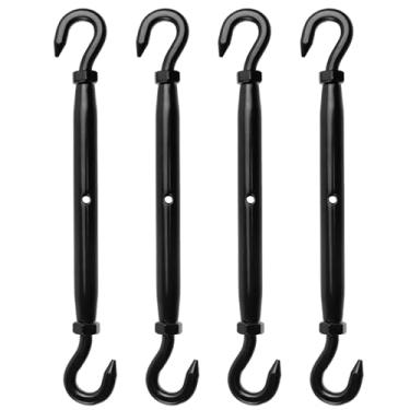 Imagem de Antrader Esticador e gancho, 4 peças M6 gancho duplo tensor de cabo tensor de aço inoxidável tensor preto para tensão de corda de fio