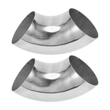 Imagem de Motoforti 2 peças 90 graus mandril curva cotovelo carro modificado tubo de escape tubulação 10.8 cm espessura OD 2mm/14GA 108x250x2.0mm 304 tom prata aço inoxidável 304