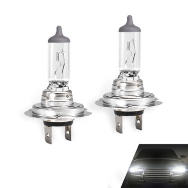 Imagem de YYTQP Lâmpada de halogêneo de carro H7 de 2 peças, lâmpada de quartzo de 12 V 55 W, feixe ultrabrilhante de substituição de luz de feixe baixo/alto, lâmpada plug and play tudo-em-um, acessórios de