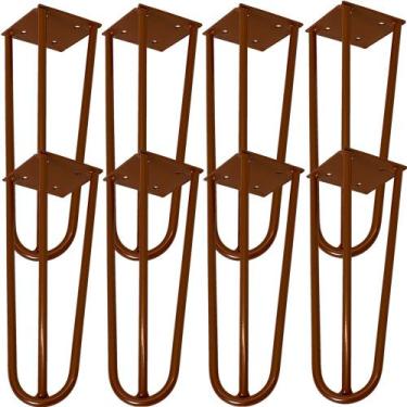 Imagem de Kit 08 Pés de Ferro Aço Hairpin Legs 20 cm Bronze A01 Sofá Móveis Mesa