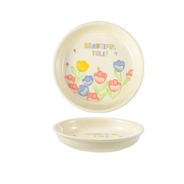 Imagem de Conjunto de pratos criativos em estilo japonês, utensílios de mesa de cerâmica para uso doméstico, tigela de sopa de arroz - prato pendente de 20 cm - esmalte amarelo