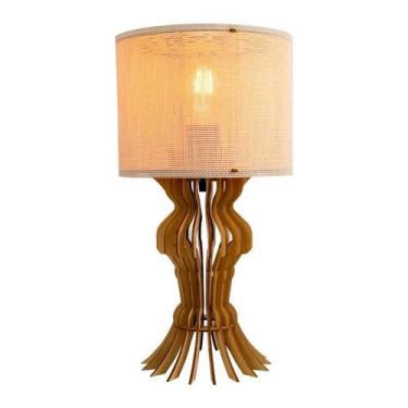 Imagem de Abajur Luminária Mesa Madeira Mdf Sala Quarto mesa de cabeceira - MADE