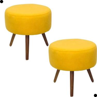 Imagem de Kit Puff Redondo Tecido Suede - Fina Mobília, Amarelo