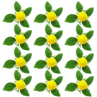 Imagem de WINGFISH Conjunto De 12 Anéis De Guardanapo De Limão, Estilo Fazenda, Para Decoração De Mesa De Jantar, Porta-Guardanapos Rústicos De Folhas De Limão Para Festas, Banquetes, Casamentos, Aniversários