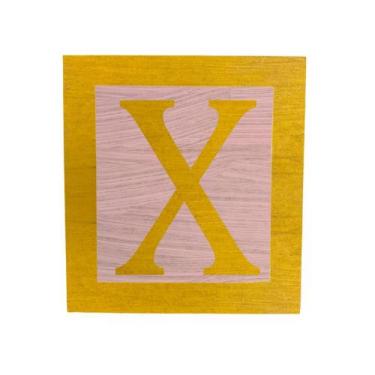 Imagem de Cubo Rosa Letra Amarela com Aplique Festa Chá de Bebê Decoração 8x8x8 