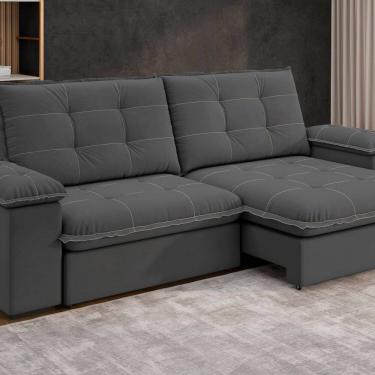 Imagem de Sofá Fofao Premium Slim 2.50 Cm Retrátil e Reclinável 4 Lugares Titânio