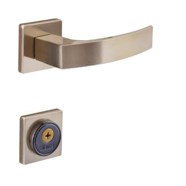 Imagem de fechadura tetra quadratta curva roseta 55mm bronze latonado alianca