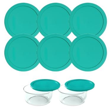 Imagem de Tampas para recipientes de vidro redondos Pyrex e Anchor (2 xícaras, verdes-6 unidades)