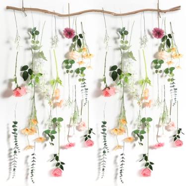 Imagem de Hoteam Conjunto de 51 peças, 26 peças, guirlanda de flores silvestres artificiais, rosa, eucalipto, margarida, papoula, delfínios, gerbera, guirlanda de flores penduradas para casamento (branco