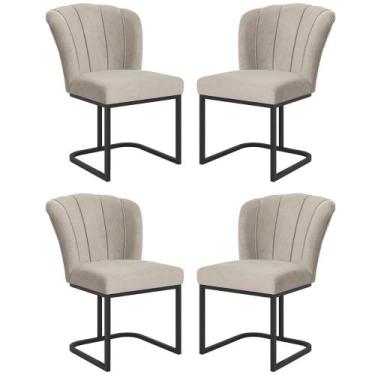 Imagem de Kit 4 Cadeiras Flor Pés Metal Preto Mesa Jantar Cozinha - Balaqui Deco