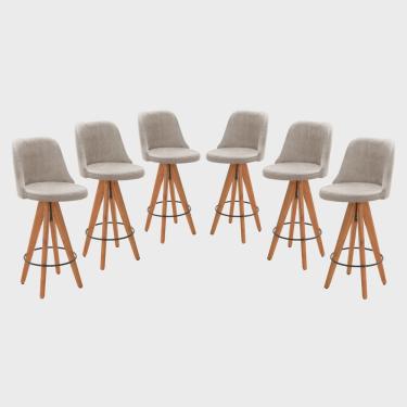 Imagem de Kit 6 Banquetas Altas Giratórias Júlia Bege