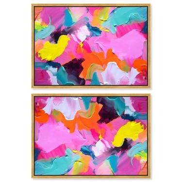 Imagem de Art Remedy Tela de arte urbana colorida, 76,2 cm x 50,8 cm, moldura dourada, Sublime Fusion Layers I Set