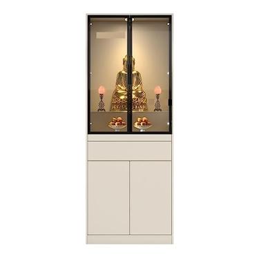 Imagem de Armário de nicho de mesa de tributo, armário de deus da riqueza, armário de plataforma de santuário, armário de plataforma de tributo moderno, estátua de bodhisattva doméstica oferecendo armário de