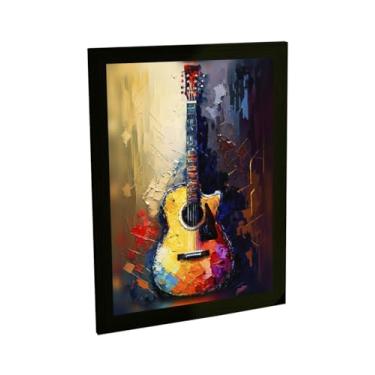 Imagem de Quadro Decorativo Violão Ilustração Colorida Grunge Musica Rock Decoração Poster Quarto Sala