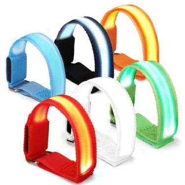 Imagem de Dilabnba Pulseiras XL Glow 6 peças, pulseiras refletivas de LED – Faixas de braço ajustáveis para adultos e crianças, segurança para corridas/ciclismo, luz de segurança para animais de estimação