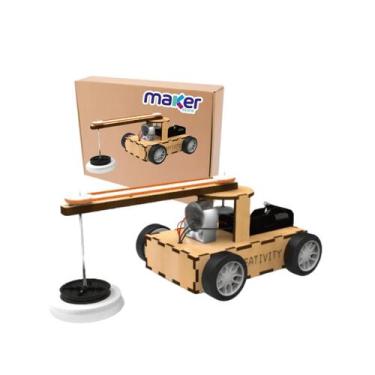 Imagem de Kit de Robótica Carrinho Vassoura Elétrica em MDF - Maker Store