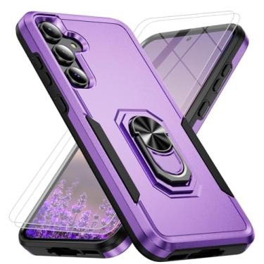 Imagem de Capa para celular Samsung Galaxy A56 5G [proteção contra quedas de grau militar de 15 pés] com 2 películas de vidro temperado, capa com suporte magnético resistente à prova de choque para Samsung