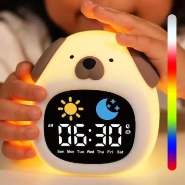 Imagem de Despertador Em Forma De Cachorro Para Crianças, Toque Fofo, Luz Noturn