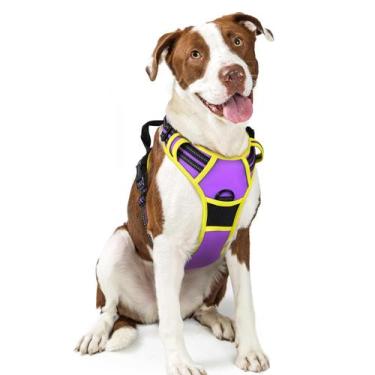 Imagem de Arnês para cães rabbitgoo No Pull ajustável roxo e amarelo L
