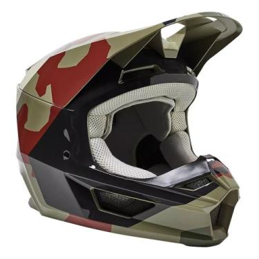 Imagem de Capacete Infantil Fox V1 Mips Bnkr Preto/Camo, 3, Camo, Verde, 52-L