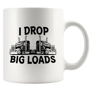 Imagem de I Drop Big Loads Truck Lovers Gifts for Men Women Trucker Gifts For Boyfriend Husband Dad Truck Driver Ceramic Coffee Mug 325 ml Branco Novidade Drinkware