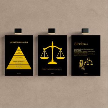 Imagem de Kit 3 Quadro Decorativo Direito Advocacia Escritório Quarto - Telech, 