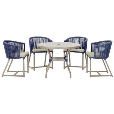 Imagem de  Mesa com 4 Cadeiras de Jantar Roma 100cm e Noronha em Aluminío