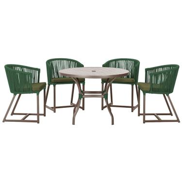 Imagem de Mesa com 4 Cadeiras de Jantar Roma 100cm e Noronha em Aluminío