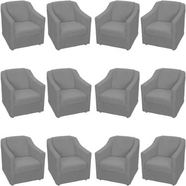 Imagem de Kit 12 Poltronas Mila Pé De Plástico Cromado - Preto Suede
