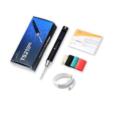 Imagem de TOOLSAGE Kit de ferro de solda TS21, iluminação frontal, solda de derretimento de 3 segundos, aquecimento rápido, pistola de ferro de solda DC9-24V Max 100W com temperatura ajustável de 100 a 450 °C
