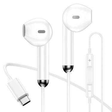 Imagem de Fones de ouvido USB C com fio para Google Pixel 9 Pro 9a 8a 7a 8 7 6 iPhone 15 16 Pro Max fone de ouvido intra-auricular tipo C com microfone e controle de volume fones de ouvido com fio para Samsung