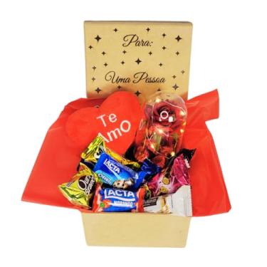 Imagem de Cesta de Presente Romântica com Chocolates Lacta, Rosa Decorativa e Coração Te Amo, Dia dos Namorados (Para Uma Pessoa Especial)