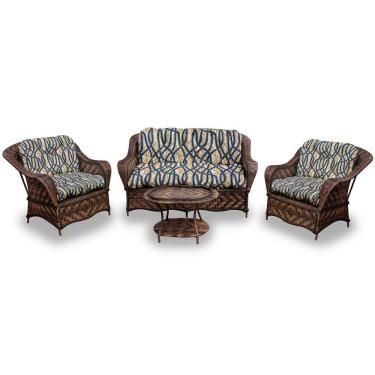 Imagem de Conjunto De Sofá Fibra Sintética Naja-1 Sofá 2 L+2 Poltronas+1 Mesa Centro- Corda Náutica