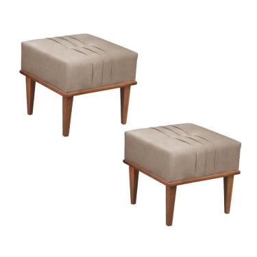 Imagem de Conjunto - 2 Puffs Banqueta Maya Luxo Castellar Móbile Linho Cappuccino