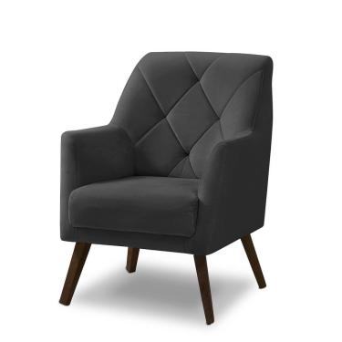 Imagem de Poltrona Decorativa Retrô Recepção Magali Veludo Cinza Grafite Lansofbr